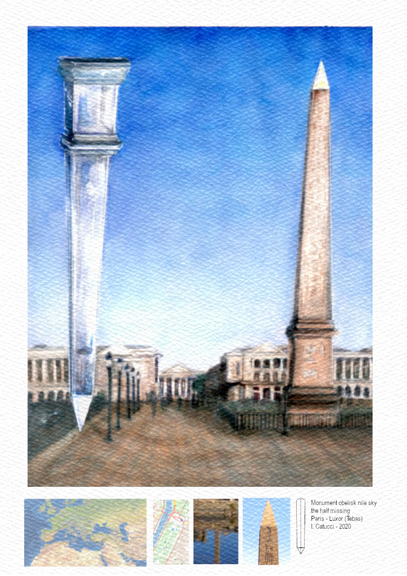 (1005) Isabelle Catucci - Monument obelisk Nile sky The missing half - Project Place de la Concorde Paris - Luxor (Tebas) Image